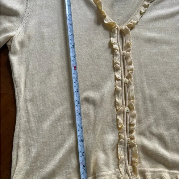 Vintage Silk cotton blend yellow ruffled cardigan - Picture 9 of 9